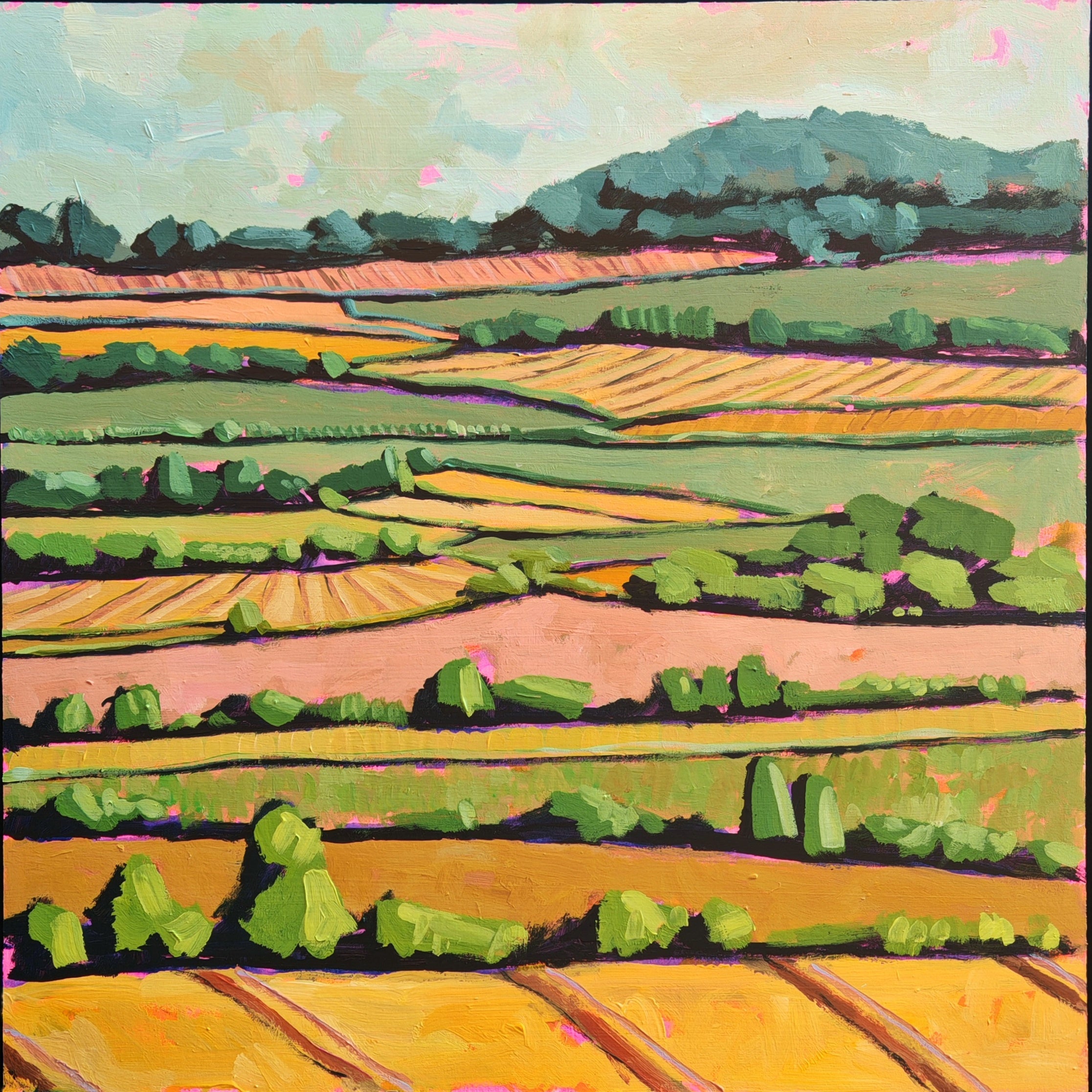 Close up details of a landscape painting