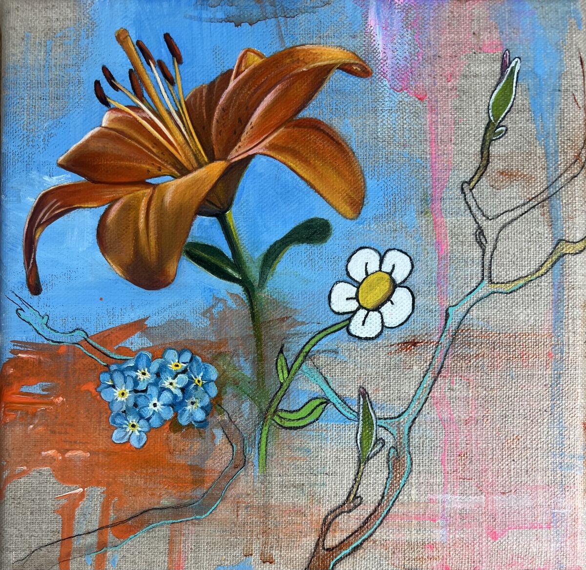 Large Lily on linen canvas