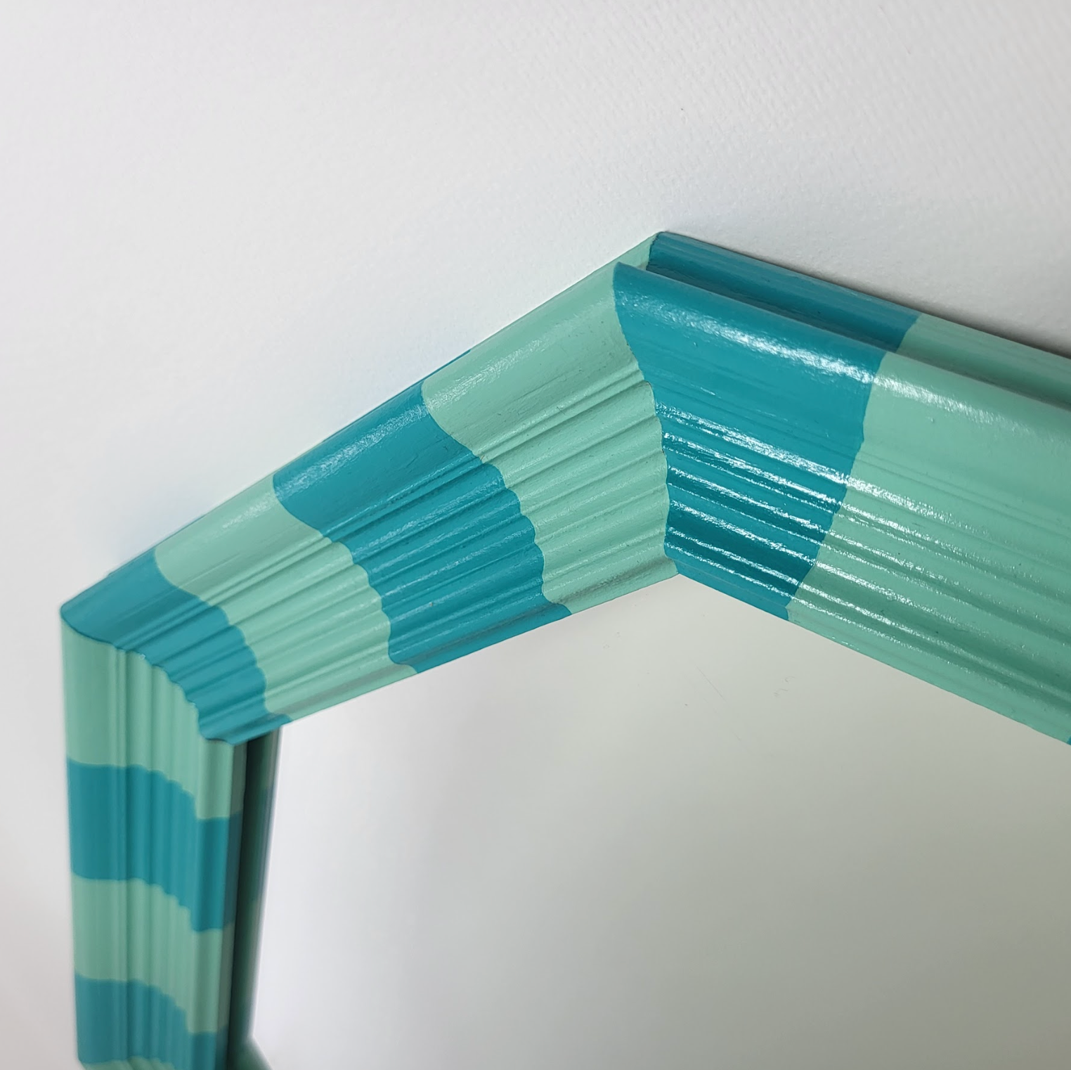 Hand-painted Turquoise Striped Mirror