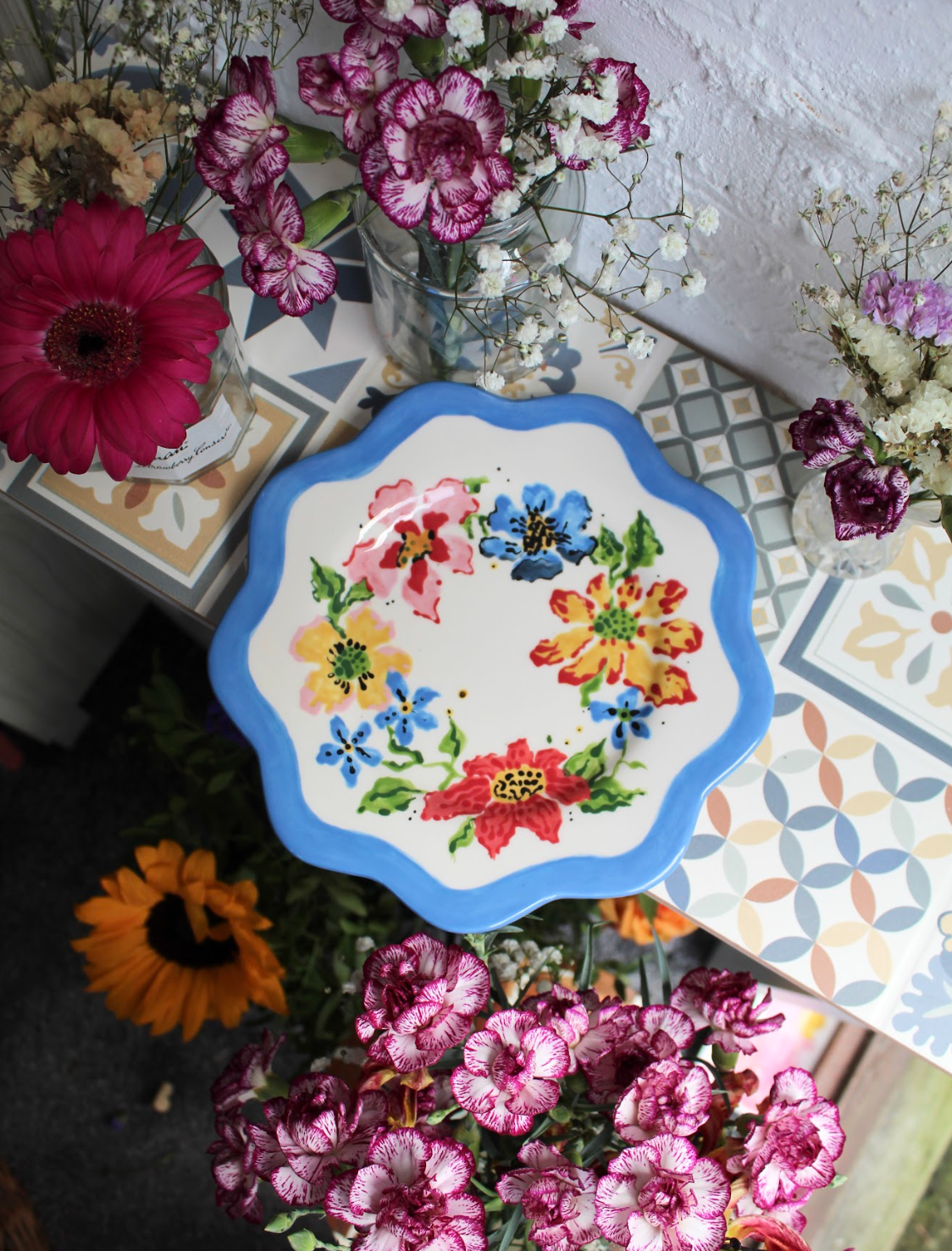Large Flowers Decorative Plate
