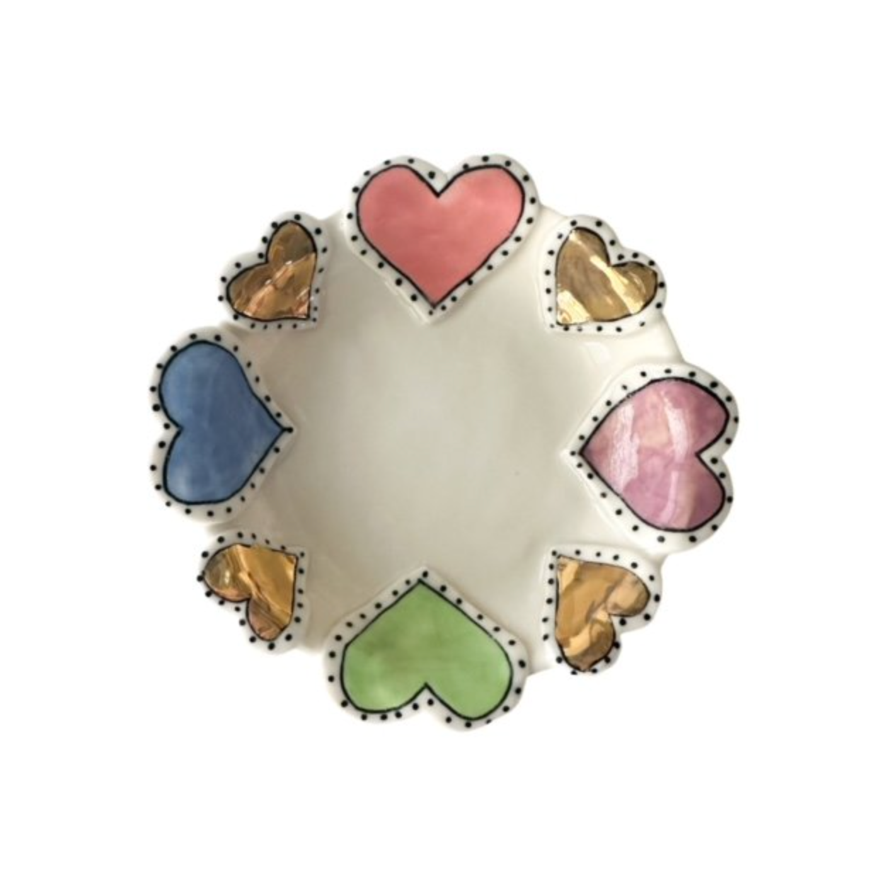 Pastel Tutti Frutti Gold Heart Small Round Dish