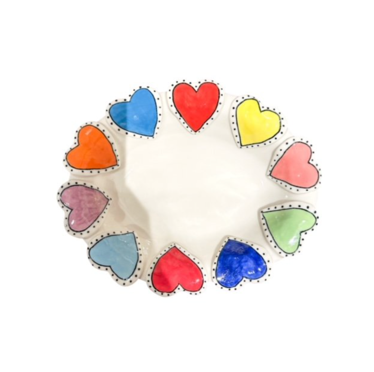 Rainbow Hearts Medium Oval Dish
