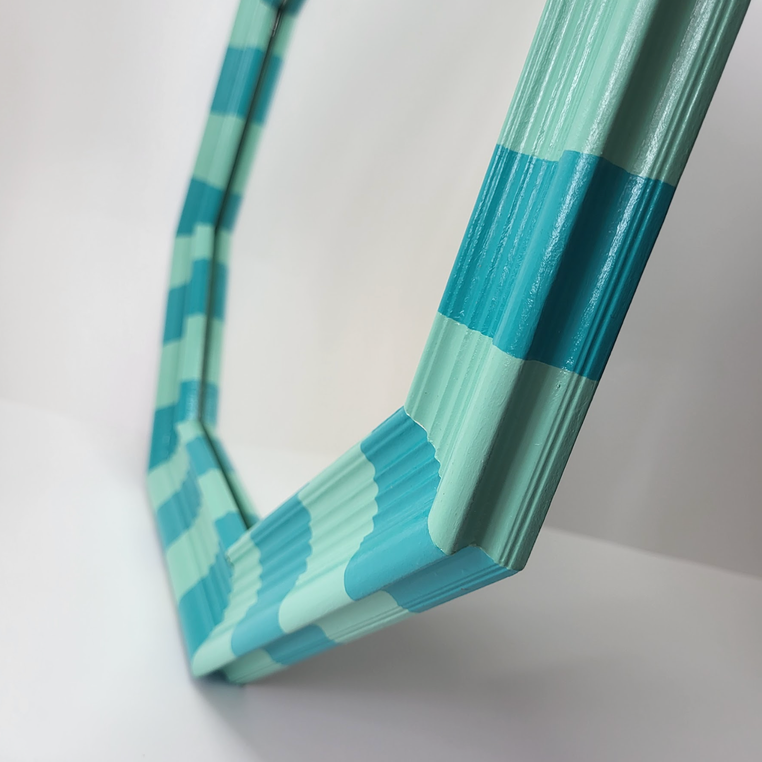 Hand-painted Turquoise Striped Mirror