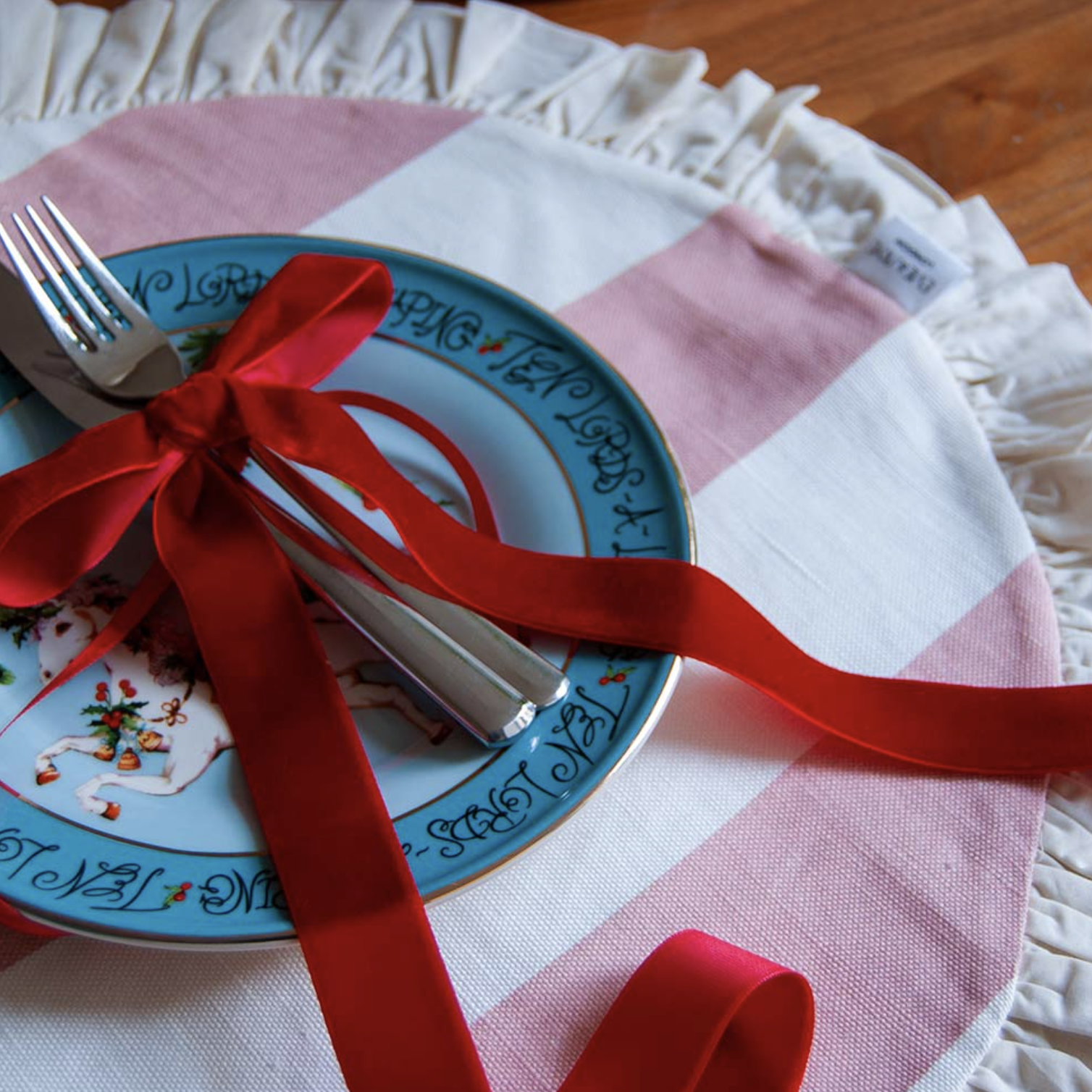 Pink Round Ruffled Placemat