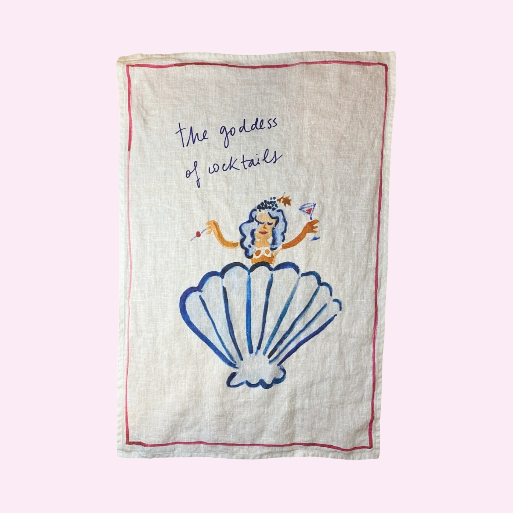 The Goddess of Cocktails Linen Teatowel
