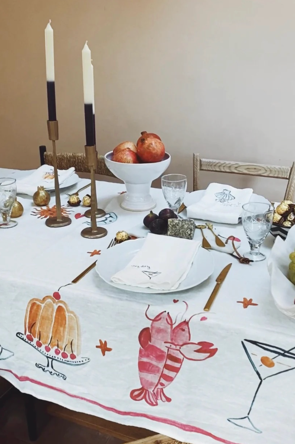 Illustrated Linen Tablecloth
