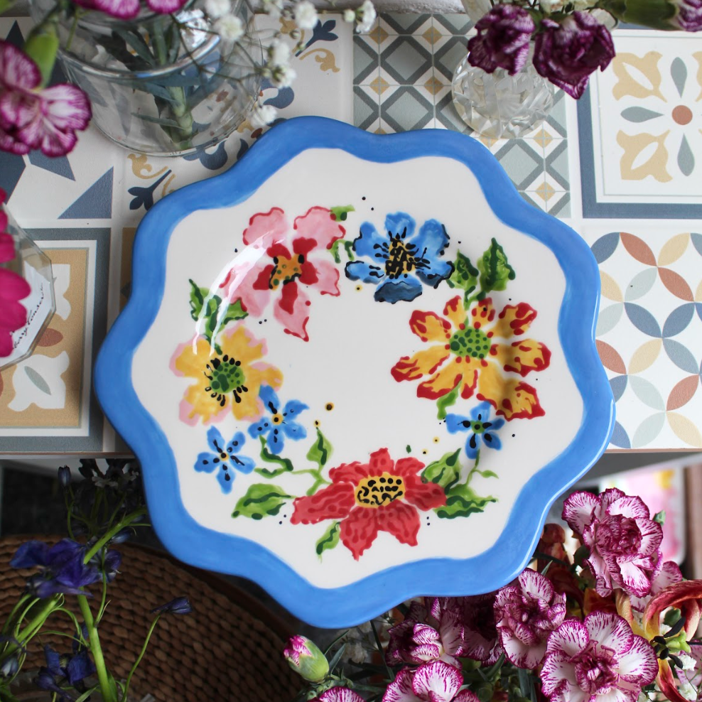 Large Flowers Decorative Plate
