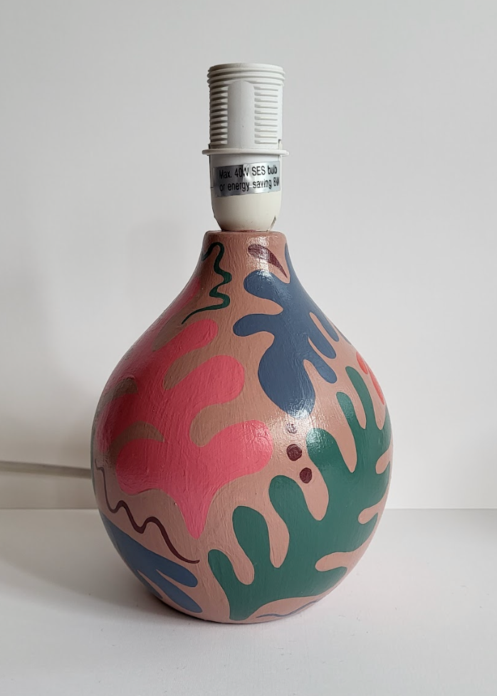 Pair of Hand-painted Lamps and Shades