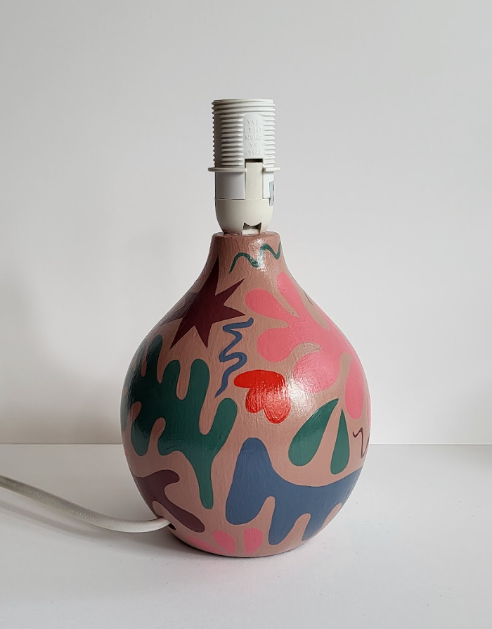 Pair of Hand-painted Lamps and Shades