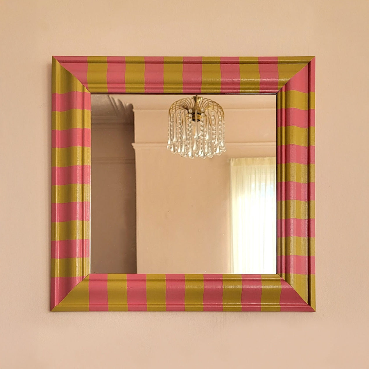 Hand-painted Pink Striped Mirror