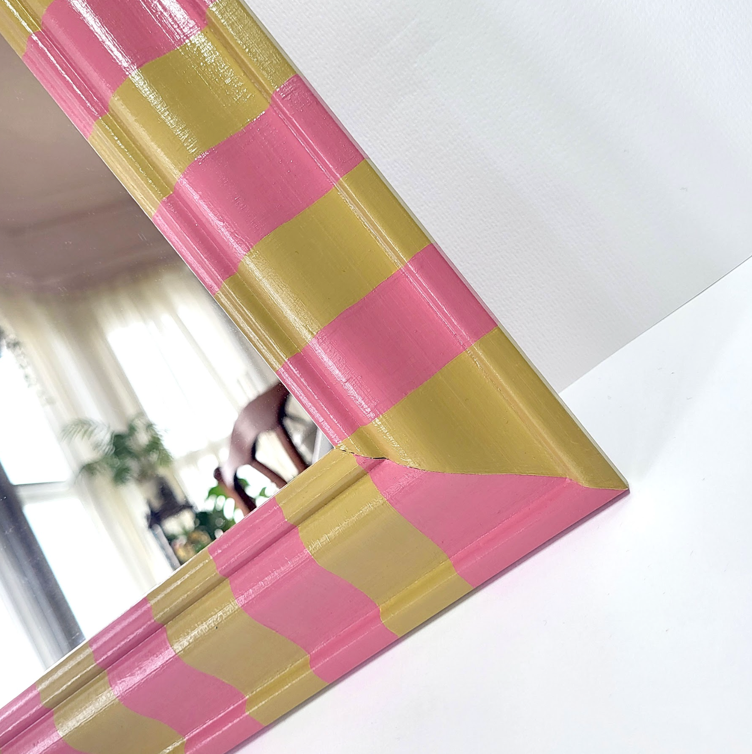 Hand-painted Pink Striped Mirror