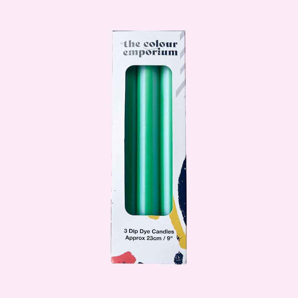 Turquoise & Green Pinstripe Candles
